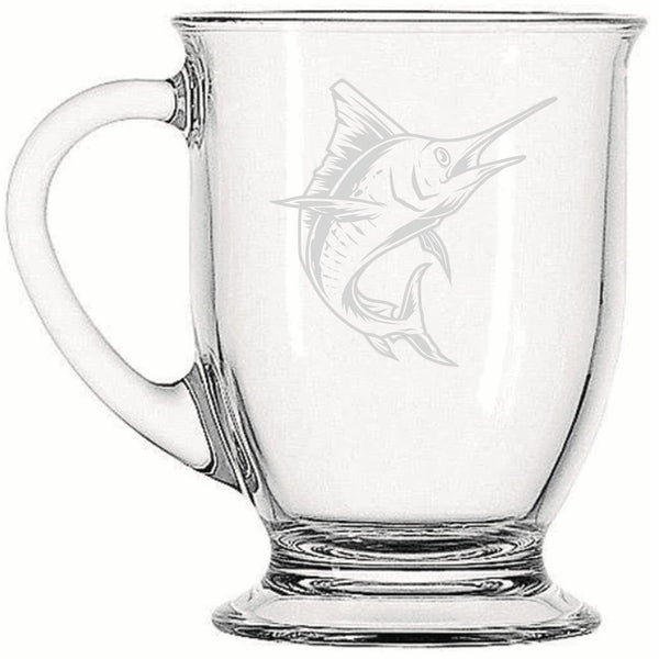 Marlin | Rustic Charm meets Modern Style - Laser Etched Footed Cafe Mug for Cozy Morning Brews