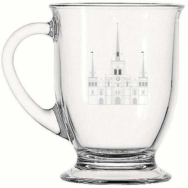 Saint Louis Cathedral  | Rustic Charm meets Modern Style - Laser Etched Footed Cafe Mug for Cozy Morning Brews